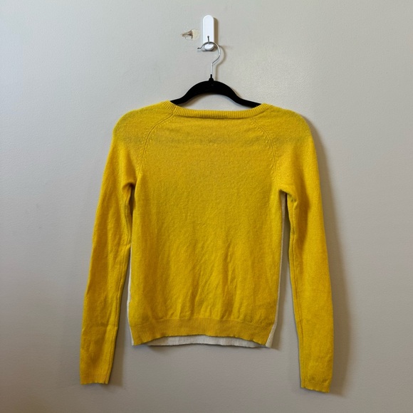 Samantha Sung 100% Cashmere Floral yellow cream crewneck pullover sqeater - Picture 5 of 7